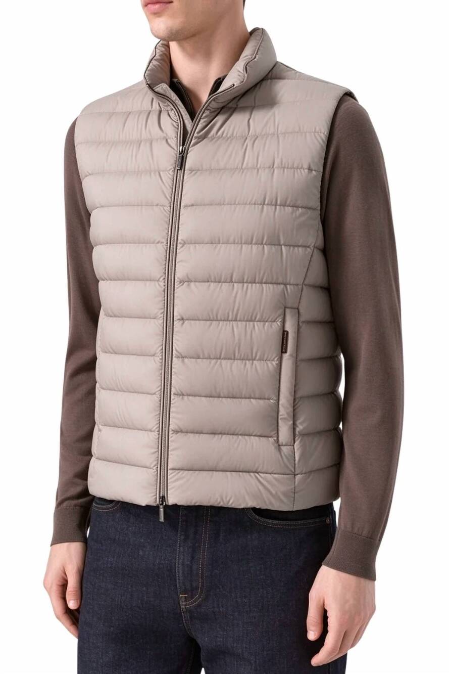 NEW MOORER stand collar down vest in wood